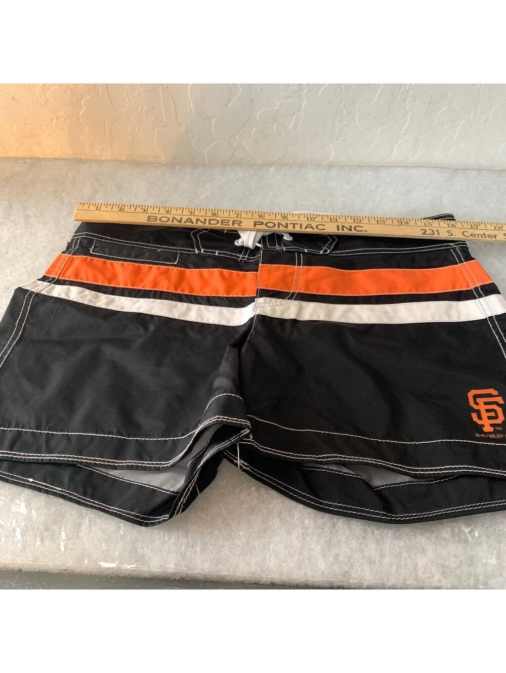 San Francisco Giants Women's M  Black & Orange Embroidered Board Shorts.